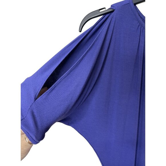 Tommy Bahama Women's Purple Ruched Sides Split Shoulder Top Size Small - Picture 2 of 8